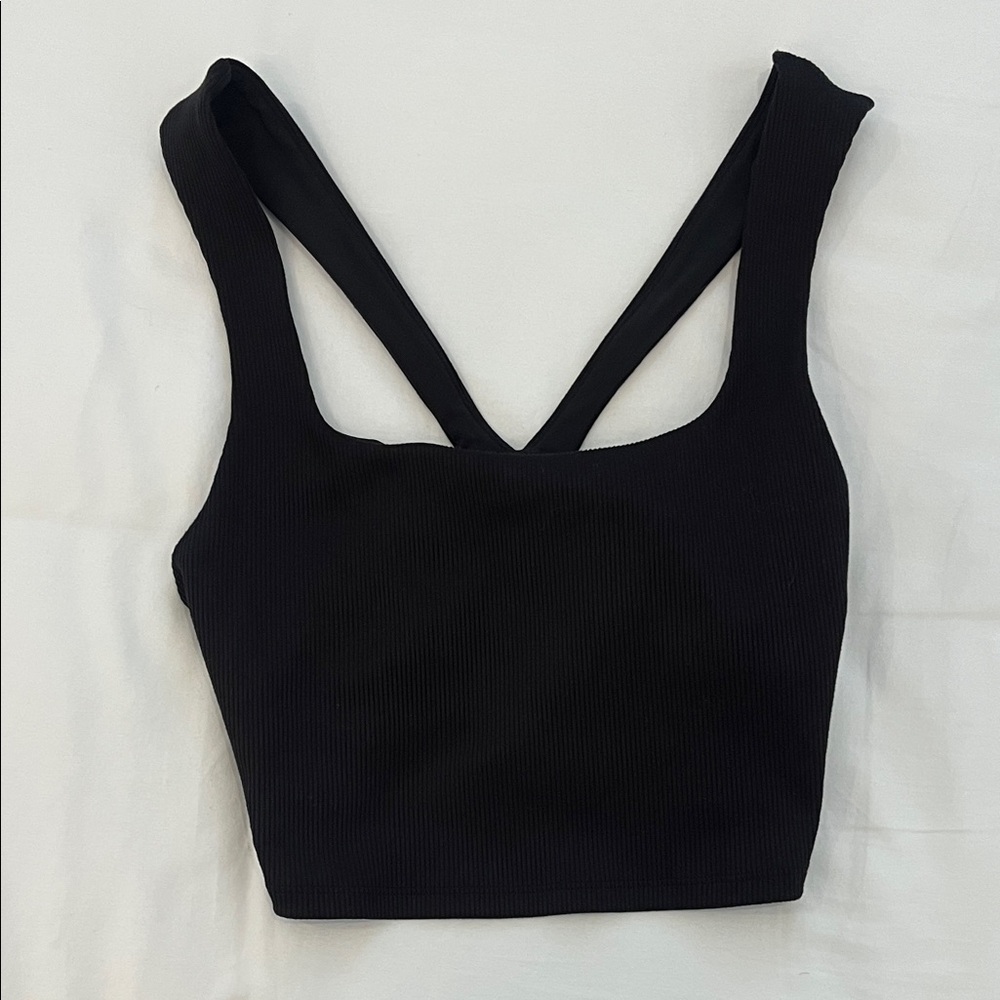 Alo Black Ribbed crop Top